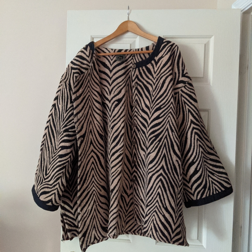 Zebra print jacket black and tan 3X